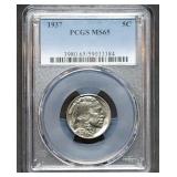 1937 Buffalo Nickel PCGS MS65 Sharp Coin
