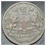 1835 East India Company One Quarter Anna Coin