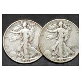 1937 & 1938 Walking Liberty Silver Half Dollars
