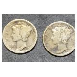 Nice 1917 & 1918 Mercury Silver Dimes