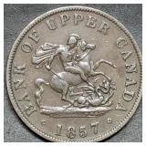 1857 Bank of Upper Canada Half Penny High Grade