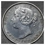 Scarce 1872 Newfoundland 20 Cent Silver Coin