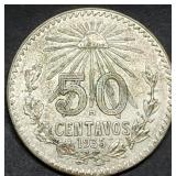 1935 Mexico 50 Centavos Silver Coin