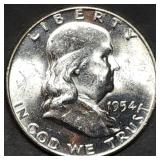 1954-D Franklin Silver Half Dollar Gem BU