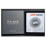 2.5oz F1 Grand Prix 999 Silver Round in PAMP