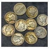 10 Nice Mercury Silver Dimes