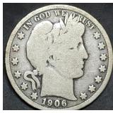 1906-O Barber Silver Half Dollar