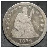1844-O Seated Liberty Silver Quarter Nice