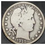 1915-D Barber Silver Half Dollar