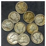 10 Nice Mercury Silver Dimes
