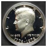 1976 Bicentennial Proof Silver Half Dollar in Caps