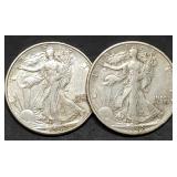 1942 D & S Walking Liberty Silver Half Dollars