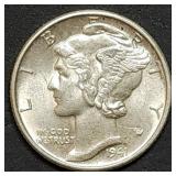 1941-D Mercury Silver Dime Gem BU Split Bands