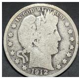 1912 Barber Silver Half Dollar