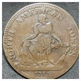 1781 North American Token Commerce Ship Rev.