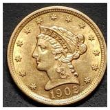 1902 $2.50 Liberty Gold Quarter Eagle Gem BU