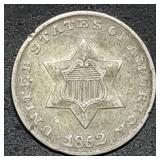 1852 Silver Three Cent Piece Nice