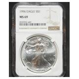 1996 1oz Silver Eagle NGC MS69 Key Date