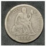 1886 Seated Liberty Silver Dime