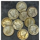 10 Nice Mercury Silver Dimes