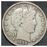 1898 Barber Silver Half Dollar VF