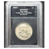 1949 Franklin Silver Half Dollar in Slab