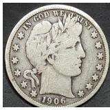 1906 Barber Silver Half Dollar