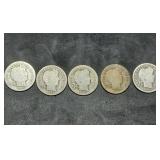 5 Nice Barber Silver Dimes