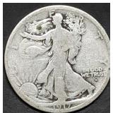 1917-D Obv Walking Liberty Silver Half Dollar