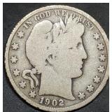 1902 Barber Silver Half Dollar