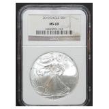 2010 1oz Silver Eagle NGC MS69 Nice