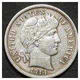 1914-D Barber Silver Dime High Grade