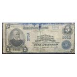 1902 $5 National Currency Quincy Illinois