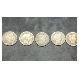 5 Nice Barber Silver Dimes