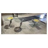 3 pc Glass Coffee/End Table Set