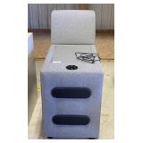 Upholstered Side Table w/ Glass Top
