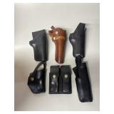 5 - Leather Pistol Holsters & Mag Holder