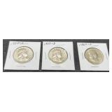 (3) Franklin Half Dollars: 1958-D, 57-D, 60-D