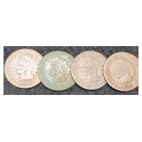(4) 1880 Indian Head Cents