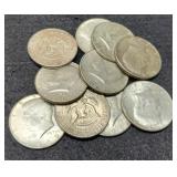 (10) 40% Silver K. Half Dollars