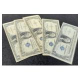 (5) 1935 $1 Silver Certificate Notes