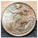 1960 Greece 20 Drachmai Silver 83.5%/7.5 G