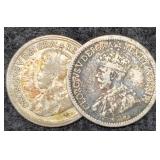 (2) Silver Canada 5 Cents: 1916, 1920