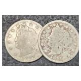 (2) V Nickels: 1896, 1897