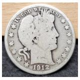 1912-S Barber Half Dollar