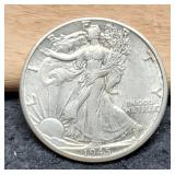 1945-D W. Liberty Half Dollar AU50
