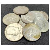 (10) 40% Silver K. Half Dollars