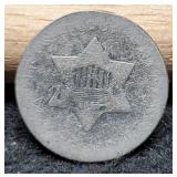 1852 Silver Three Cent AG