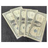 (5) 1957 $1 Silver Certificate Notes