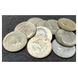 (10) 40% Silver K. Half Dollars